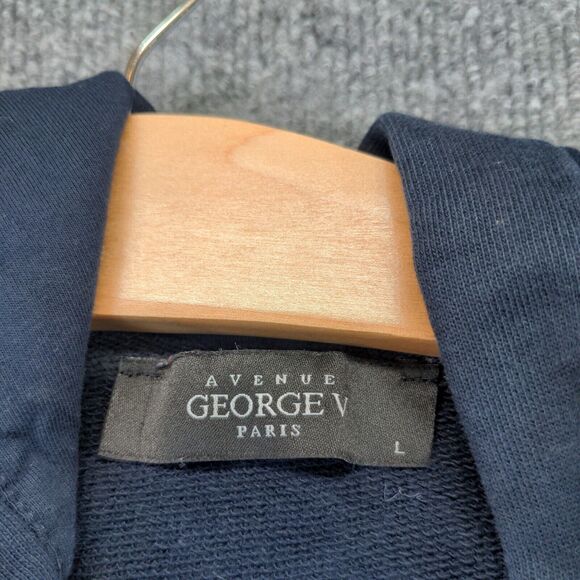 Avenue George V Paris Pullover Hoodie Size L Blue Embroidered Bear SEE DESC - Picture 12 of 12